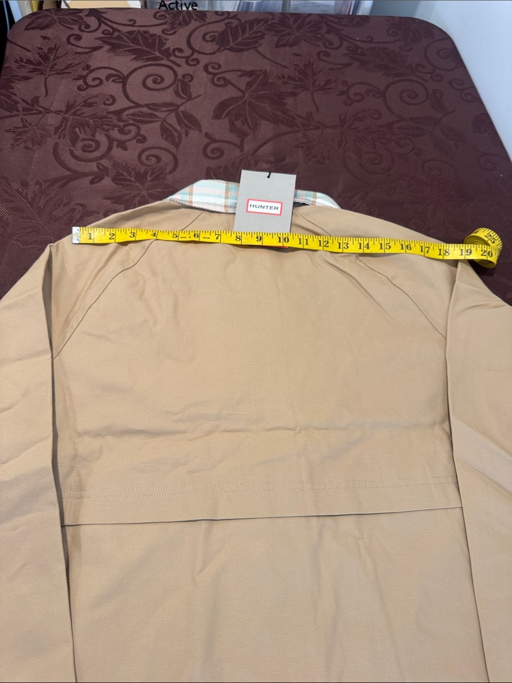 Hunter Tan Utility Jacket with Plaid Trim NWT - Picture 12 of 15